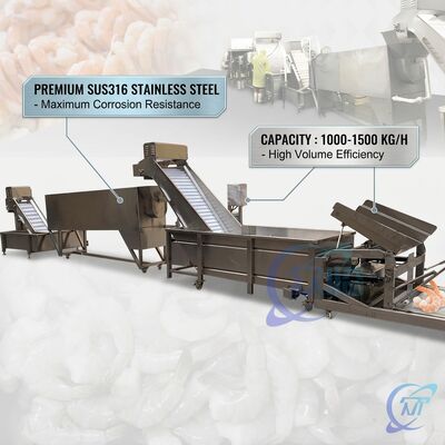 قیمت خوب Premium Shrimp Head Cutting Machine 316L Stainless Steel 1000-1500KG 3.0KW 50Hz For Prawn Processing Line آنلاین