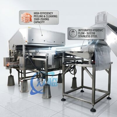 قیمت خوب Low Noise Prawn Head Removal Machine Hygienic SUS304 2500-3000KG 2.2KW 50Hz For Fish Processing Plant آنلاین