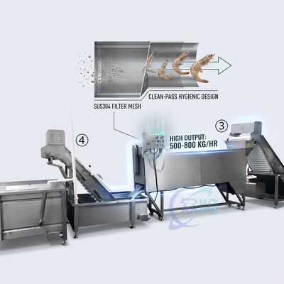 قیمت خوب Labor Saving Shrimp Head Cutting Machine 316L Stainless Steel 1200-1800KG 11.7KW 50Hz آنلاین