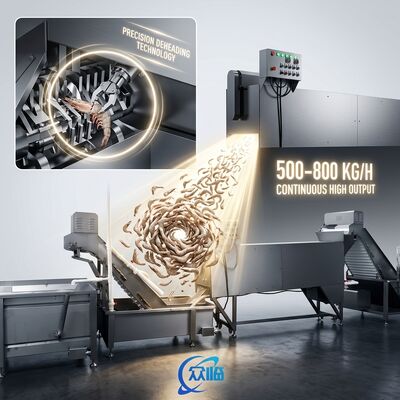 قیمت خوب Skid Mounted Shrimp Head Removal Machine SUS316L 1200-1800KG 9.0KW 60Hz For Food Processing Factory آنلاین